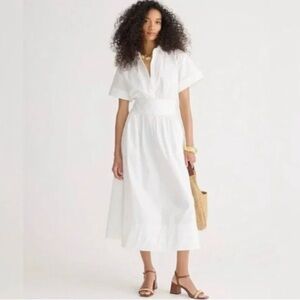 NWOT J. Crew White Midi Shirt Dress